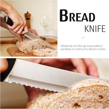 Набір кухонних ножів 7 предметів з бруском, нержавіюча сталь, кухонні ножі з кухонними ножицями, чорний, для професійних кухарів та поціновувачів