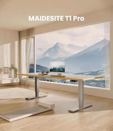 Електричний регульований стіл MAIDeSITe T1 Pro (Сірий) з 4 пам'яттю висоти та потужним мотором