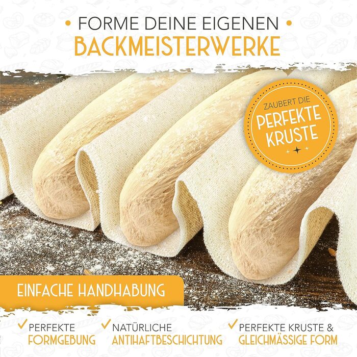 Форма для випікання хліба з кришкою та кошиком для підйому тіста - Robuste 28см форма з чавуну - ідеальна для випікання хліба, тостів, багетів. Аксесуари для випікання, броттоп (форма для 4 багетів)