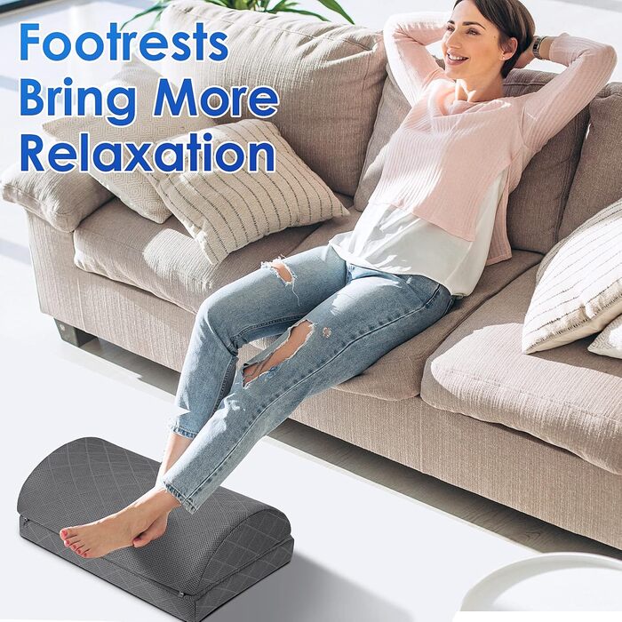 Підставка для ніг під стіл BlissTrends, регульована, з memory foam, для офісного та геймінгового крісла, ергономічна, для зняття болю в спині та попереку