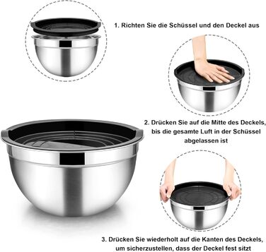 Набір місок Homikit з нержавіючої сталі, 7 шт. з кришкою, для приготування, випічки та сервірування, чорний