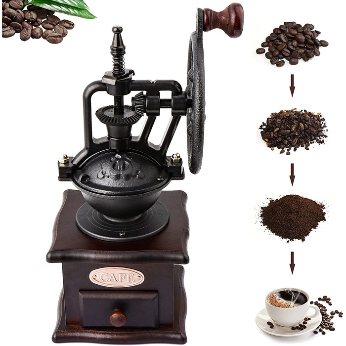 Ручна кавомолка Aedcbaide, дерев'яна кавомолка для кавових зерен, ручна кавомолка в стилі ретро, старовинна кавомолка в старовинному британському стилі