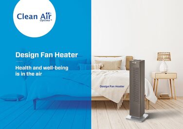 Обігрівач та вентилятор 2-в-1 Clean Air Optima CA-904G Smart: дизайн, 1000/2000 Вт, термостат, осциляція 80º, для приміщень до 40 м² (коричневий)