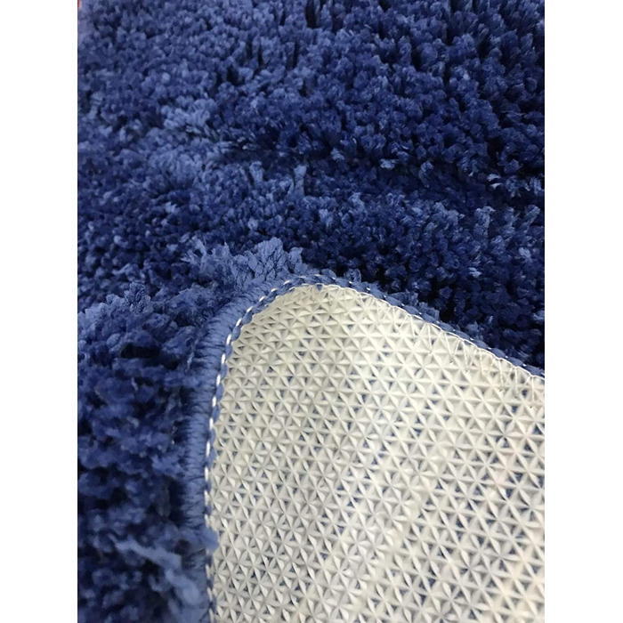 Набір килимків для ванної кімнати Jianyana 3 шт. з антиковзаючою мікрофіброю, м'який, шорсткий, комплект килимків для душу та унітазу (Смугастий темно-синій)