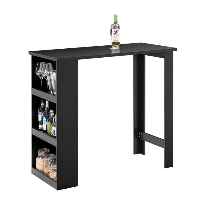 Стільниця-барний стіл SoBuy з 3 полицями, 112x106x57 см, чорний. Підходить для кухні, вітальні, офісу. Модель FWT17-II-SCH