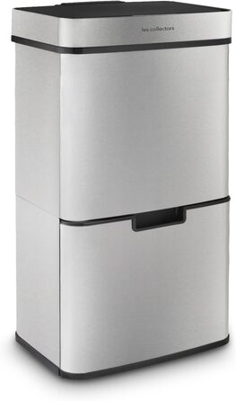 Сенсорний сміттєвий бак Les Collectionneurs №1012, 69л, 3 відсіки (47+11+11л), автоматичне відкривання, інфрачервоний датчик, тихе закривання, дизайн (срібло)