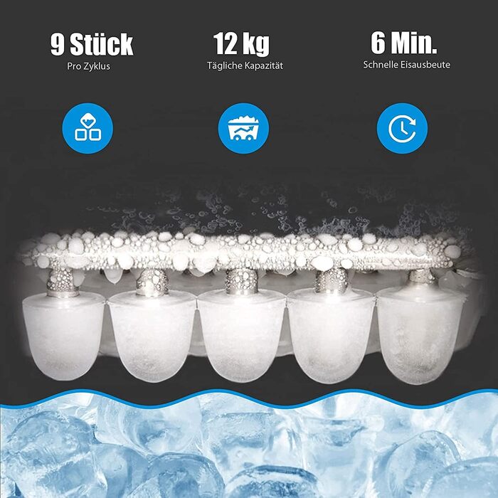 Машина для приготування льоду RELAX4LIFE: 12 кг/24 год, 2 розміри, 2.2 л бак, для дому та офісу (зелена)