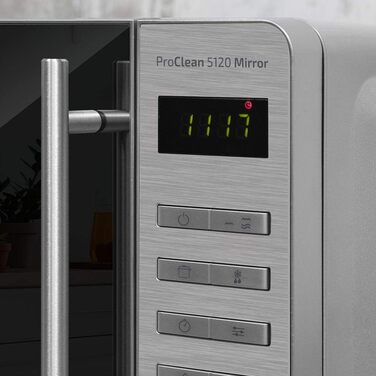 Мікрохвильова піч Cecotec Pro Clean 5120 Mirror 20 л, 700 Вт, гриль 800 Вт, дзеркальні дверцята, 8 програм, цифрова, Ready 2 Clean, 3D-хвиля, таймер 60 хв, LED, нержавійка