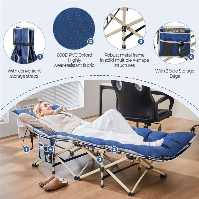 Розкладне кемпінгове ліжко Yaheetech з матрацом та сумкою для транспортування, 191 x 67 см, до 150 кг, сірий матрац та чорний каркас