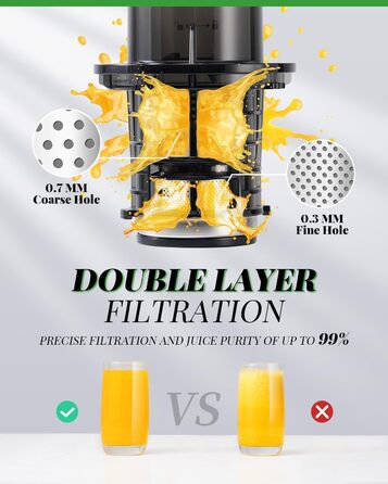 Електричний соковитискач GDOR з великою завантажувальною воронкою 90 мм, висока врожайність, тихий, BPA-free, легко миється, 200W, сірий