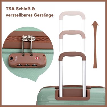 Набір валіз Travelhouse Ascona 5-в-1 (75/65/55 см) з TSA-замком, Spinner-колесами та аксесуарами, ABS+PC, темно-зелений