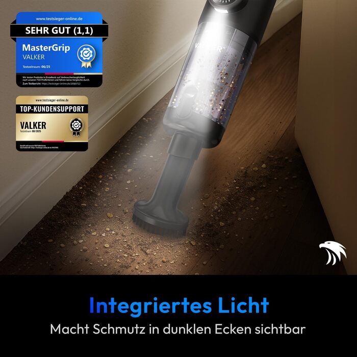 Акумуляторний ручний пилосмок Mastergrip 2-в-1 з функцією обдува, потужність 80000 RPM, мийний HEPA-фільтр, бездротовий пилосос для авто та дому, колір антрацит