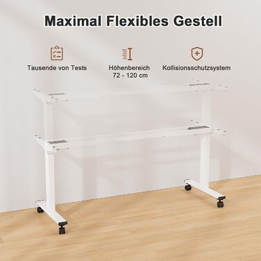 Регульований стіл JUMMICO з міцним підйомним механізмом (2 мотори, 3 пам'яті) 100x140 см, білий