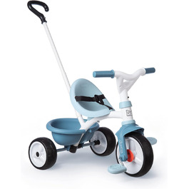 Триколісний велосипед Smoby Be Move з батьківською ручкою, ременем безпеки, металевим каркасом та педальним механізмом для дітей від 15 місяців (Блакитний)