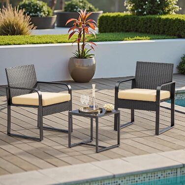 Набір садових меблів Bealife з ротангу для балкона, тераси, двору (2 місця), бежевий