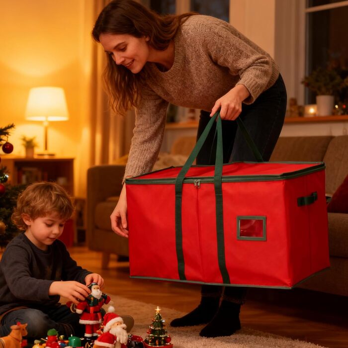 Коробка для зберігання прикрас на ялинку SALCAR з відділеннями, 128 шт., червона