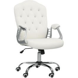 Крісло офісне Vinsetto з велюровою оббивкою, комп'ютерне крісло з кнопковою спинкою, регульована висота та нахил (кремовий)