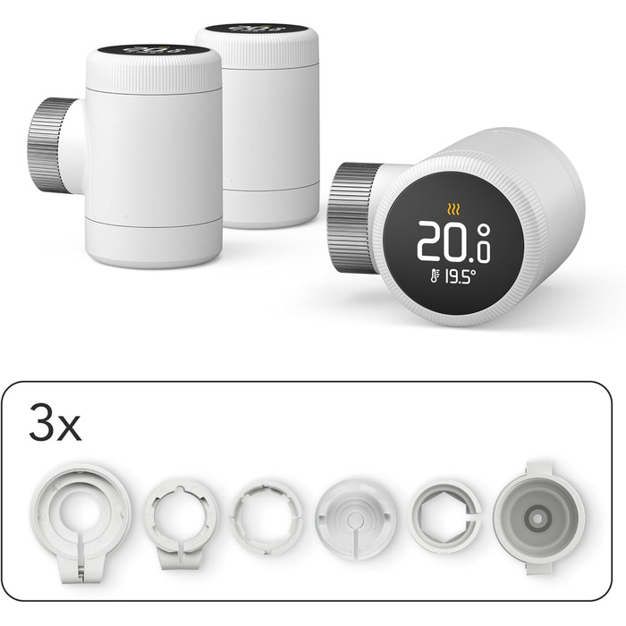 tado Smartes Heizkörperthermostat X – Набір з 3 шт., керування опаленням через додаток (Alexa, Siri, Google Assistant), енергозбереження, проста установка
