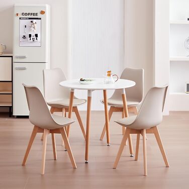 6-Piece Set Modern Dining Chairs, Kitchen Chairs with Upholstery and Beech Legs for Bedroom, Living Room, Dining Room, Kitchen – Khaki