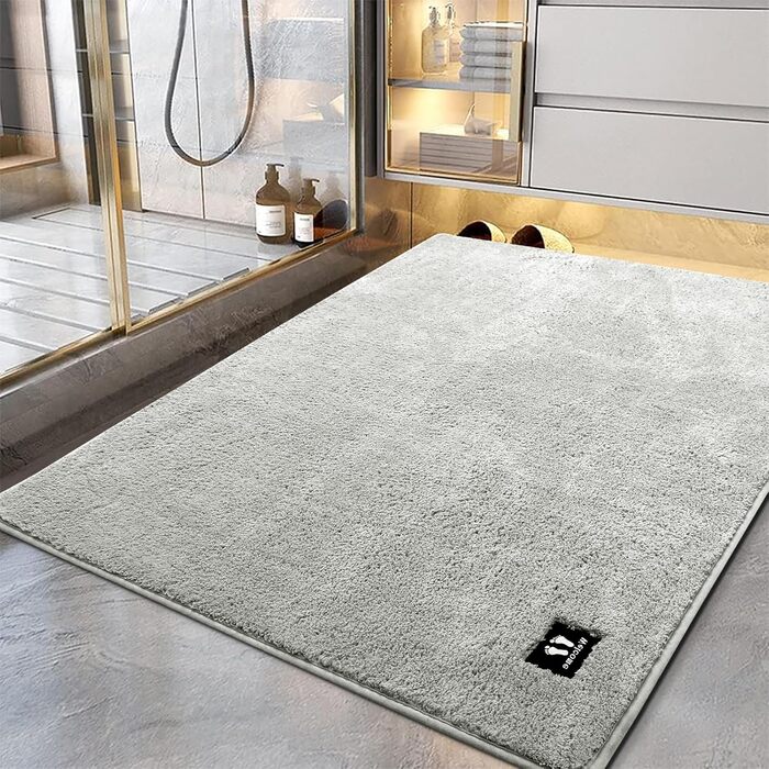 Килимок для ванної кімнати з антиковзким покриттям 120x80 см, мікрофібра, сірий