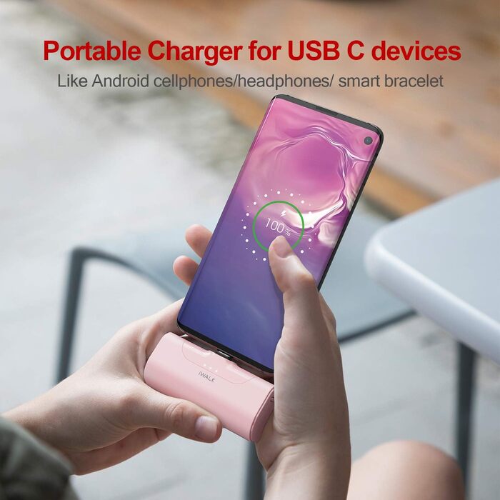 МАг USB-C 20 Вт з швидкою зарядкою, сумісний з iPhone/Galaxy/Huawei, рожевий, 4500