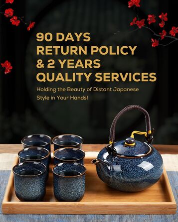 Набір чайний сервіз з порцеляни DUJUST, японський стиль, блакитний колір