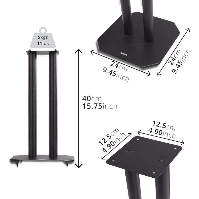 Підставка для динаміків Duronic SPS1022/40, 40 см, важка, з низьким рівнем вібрації, універсально сумісна