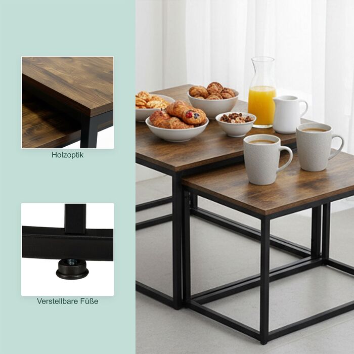 Набір столиків Relaxdays - 2 шт. в індустріальному стилі