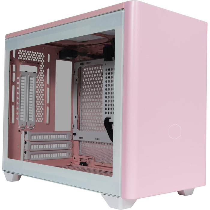 Корпус для ПК Cooler Master MasterBox NR200P Mini-ITX, загартоване скло, відмінне охолодження, вертикальне розташування відеокарти, безінструментальний доступ, рожевий Flamingo