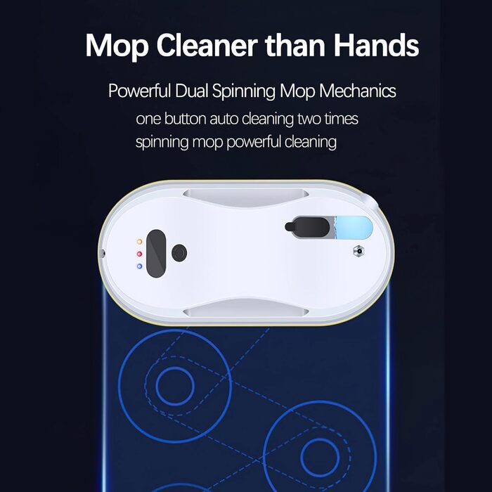 Робот для миття вікон, 5600Pa, з подвійною насадкою, інтелектуальна навігація, розпізнавання країв, функція розпилення, для всіх гладких поверхонь, 10 мікрофібрових серветок