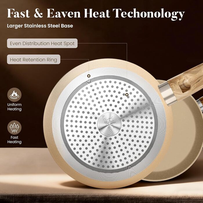 Набір посуду Kitchen Academy Induktion 12 шт. з антипригарним покриттям, бежевий (з гранітним покриттям)