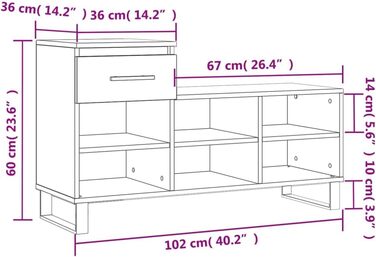 Полиця для взуття, Полиця для взуття з 1 шухлядою 6 відділеннями, Зберігання взуття з великою кількістю місця для зберігання, Шафа для передпокою Полиця для взуття Органайзер для взуття, матеріал на основі деревини (копчений дуб)