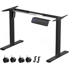 Електричні ніжки для столу з регулюванням висоти, з потужним мотором, на коліщатках, з 3 рівнями пам'яті та захистом від зіткнень, 72-116 см