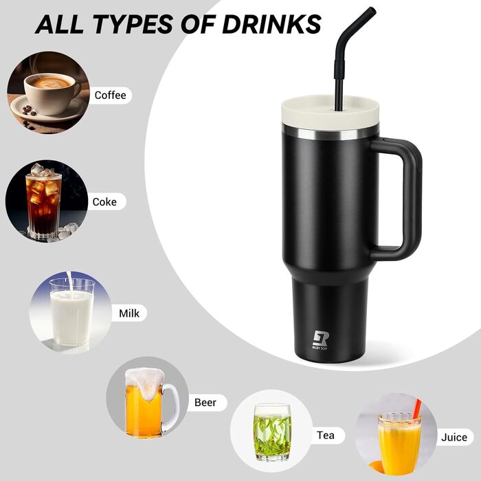 Термокружка-пляшка 1200 мл з трубочкою та антиковзним ручками, BPA Free, подвійні стінки, ізоляція для авто, офісу, відпочинку (Пастельно-рожевий, Біло-рожевий, Чорний)