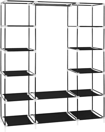 Розкладна шафа Тканинна шафа Полотно на блискавці, відділення, 150x45x175 см, Чорний