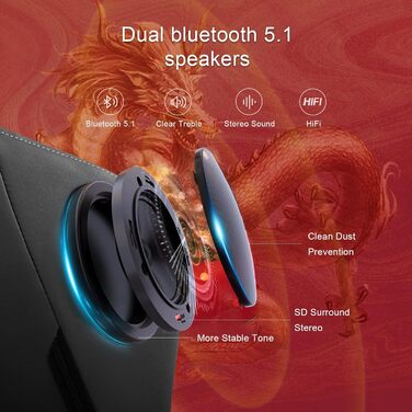 Ігрове крісло GTPLAYER з Bluetooth, підставкою для ніг, ергономічне, серія Dragon (чорний)