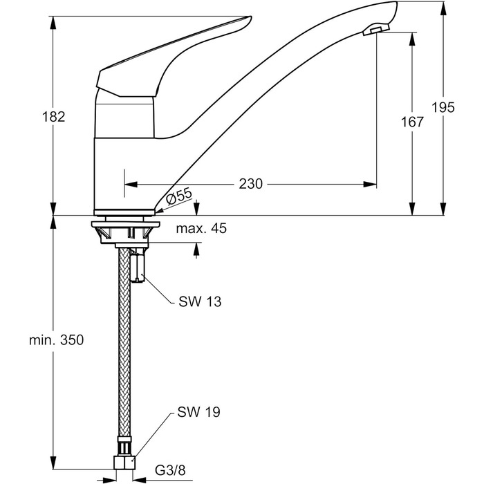 Ідеальний змішувач для кухні Ideal Standard B5347AA Cerasprint New (без ручного душу)