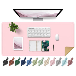 Шкіряний килимок для столу BLESWIN, великий протиковзаючий підкладник під мишу та клавіатуру для ноутбука та комп'ютера, захисна підкладка для письма (Рожевий, 90x43 см)