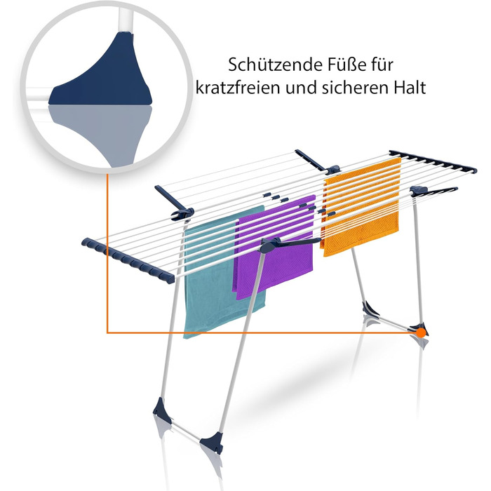 Розсувна сушарка для білизни BigDean Jumbo з потовщеними стійками, довжина просушування 28м (Біло-блакитна)