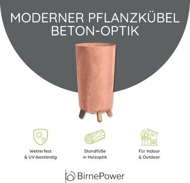 Плантатор BirnePower Gracia Slim 44,5 см – сучасний горщик для квітів з ніжками, бетонної текстури, стійкий до УФ-випромінювання та погодних умов, елегантний кашпо для балкона, саду, інтер'єру – антрацит (висота 36,5 см, теракота, бетон)