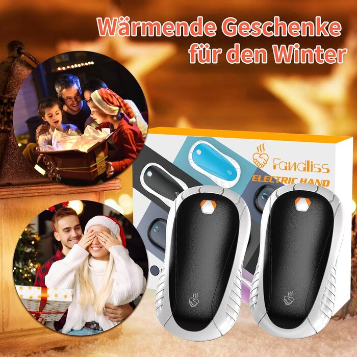 Електричний грілка для рук FANDLISS 5200 mAh (2 шт.) - 3 режими нагріву, для активного відпочинку та зими, подарунок