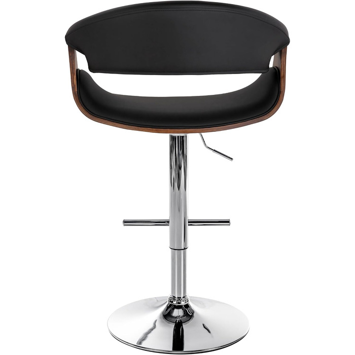 Барний стілець CLP Foley з штучної шкіри, з підлокітниками та спинкою, регульована висота, чорний колір