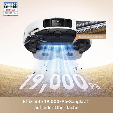 Робот-пилосос Mova P50 Pro Ultra з мокрою прибиранням, 19000 Па, самоочищення гарячою водою, бічні щітки, LDS-навігація, RGB AI, уникнення перешкод, автоматичне спорожнення/поповнення