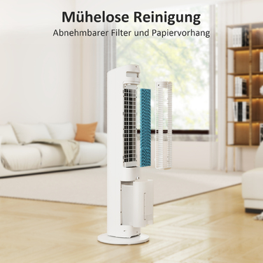 Портативний 3-в-1 вежіподібний охолоджувач повітря з резервуаром для води 3 літри, 3 швидкості та 3 режими, білий