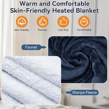 Електрична гріюча ковдра з автовимкненням 160x130 см, 9 режимів нагріву, таймер, LED-дисплей, пральна, для софи, ліжка, офісу, подарунок