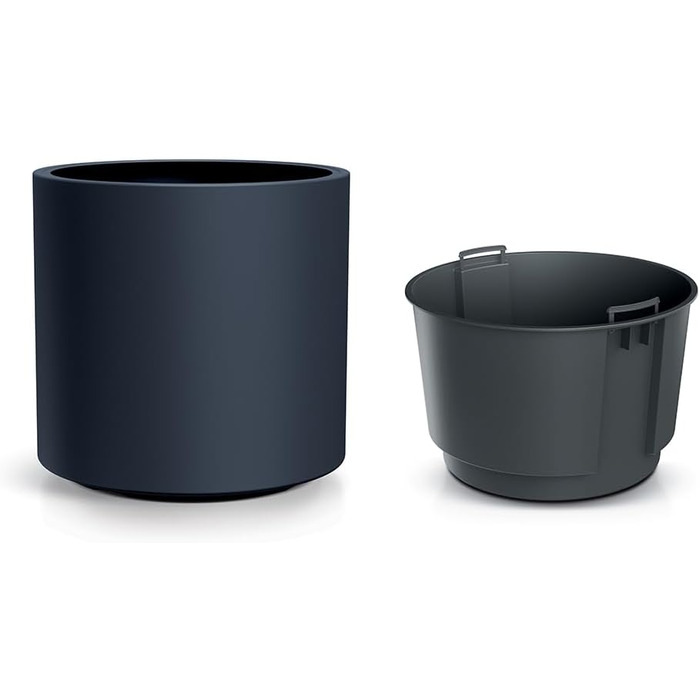 Пластиковий горщик для квітів Tymar з вкладишем, великий (Антрацит DBHER, діаметр 30 см)