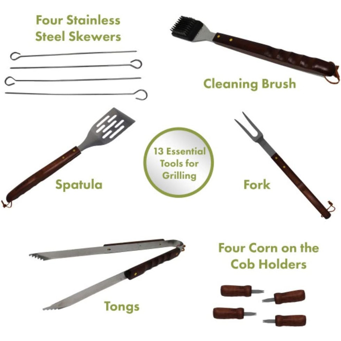 Набір приладів для гриля Cuisinart з дерев'яною ручкою, 13 предметів