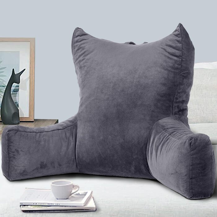 Підлогове крісло-подушка для читання, м'яке крісло для сну, подушка для спини до ліжка, крісло-подушка з підлокітниками та кишенями, спинка та підтримка знімний чохол, для дорослих