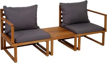 Садовий набір меблів Greemotion Dijon з акації FSC 100% - стіл та 2 стільці з подушками для балкона/саду