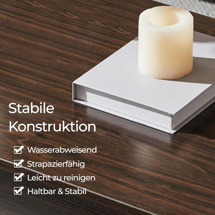 Журнальний столик Yaheetech з регульованою висотою та прихованим місцем для зберігання, 98 x 50 x (42-56) см, колір еспресо